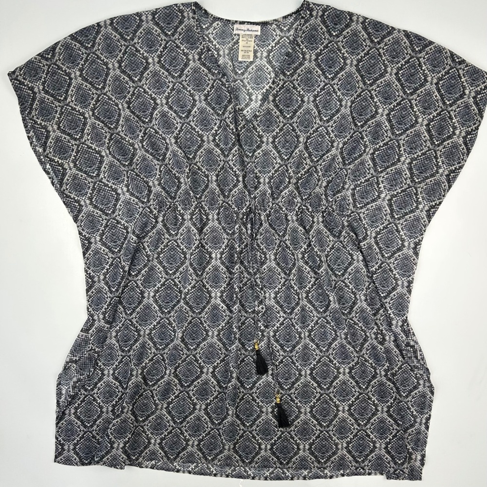 Tommy‎ Bahama Womens Grey Snakeskin Diamond Tassel Swim Cover Up S/M TSW12210C